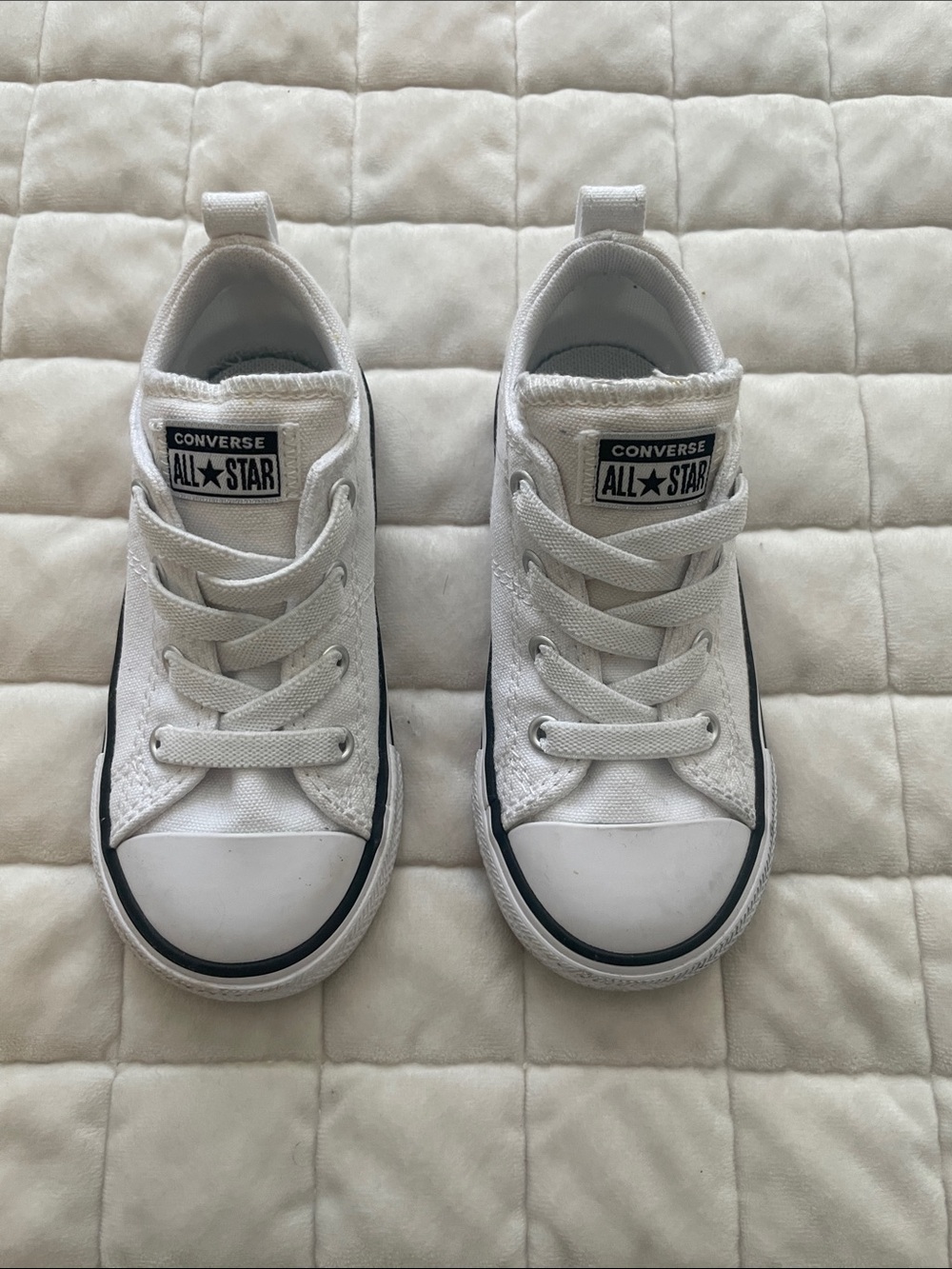 Converse Kids White Low-Top Canvas Sneakers with Black Trim